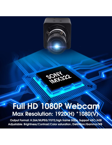 Cámara USB SVPRO FHD 1080P con Lente Varifocal 2.8-12mm