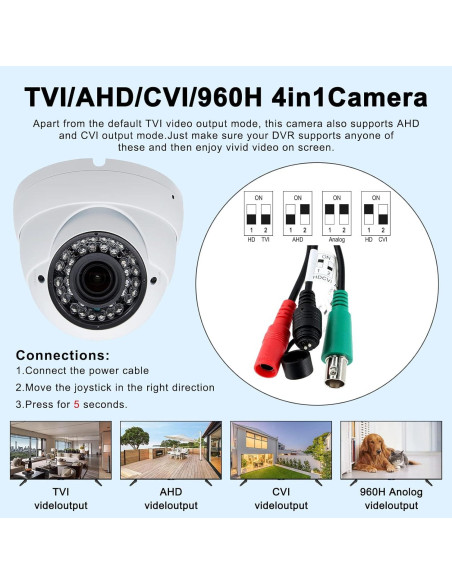 Cámara CCTV Analógica Anpviz 1080P HD Domo 4-en-1 2.8-12mm