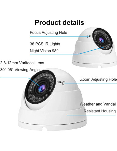 Cámara CCTV Analógica Anpviz 1080P HD Domo 4-en-1 2.8-12mm