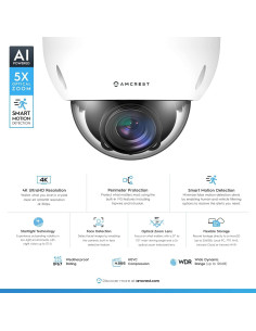 Cámara IP Dome Amcrest 8MP 4K AI PoE, Zoom Óptico 5X, IP67 2
