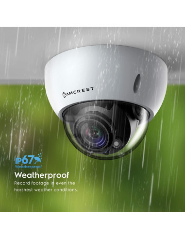 Cámara IP Dome Amcrest 8MP 4K AI PoE, Zoom Óptico 5X, IP67