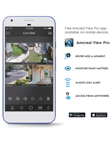Cámara IP Dome Amcrest 8MP 4K AI PoE, Zoom Óptico 5X, IP67