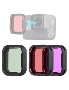 Juego de 3 Filtros YALLSAME para GoPro Hero 5/6/7 Negro