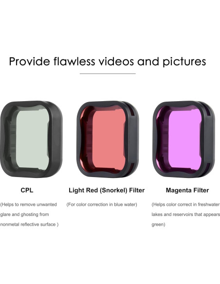 Juego de 3 Filtros YALLSAME para GoPro Hero 5/6/7 Negro