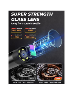 Cámara Endoscopio ZOIOT HD 1920P 1.8m IP67 7.9mm Luz LED 2