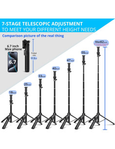 Palo de Selfie 3 en 1 BZE 62" con Trípode y Control Remoto 2