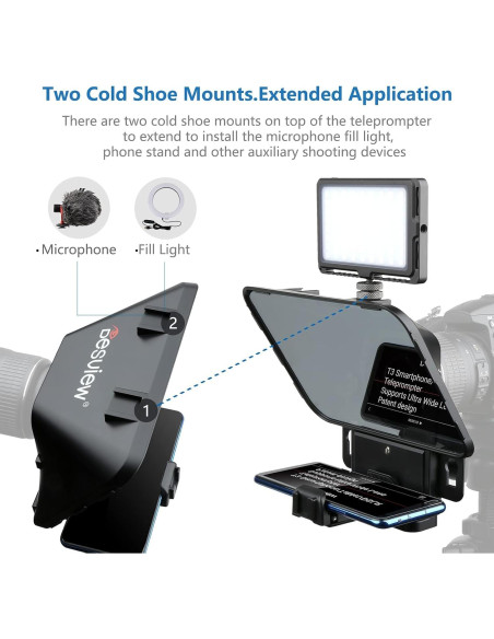 Teleprompter Portátil Desview T3 para iPad hasta 11" HD