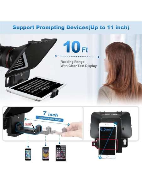 Teleprompter Portátil Desview T3 para iPad hasta 11" HD