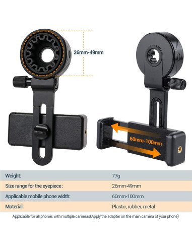 Adaptador de Telescopio para Teléfono LAKWAR LK-19 Ajustable