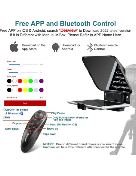 Teleprompter Portátil Desview T3 para iPad hasta 11" HD