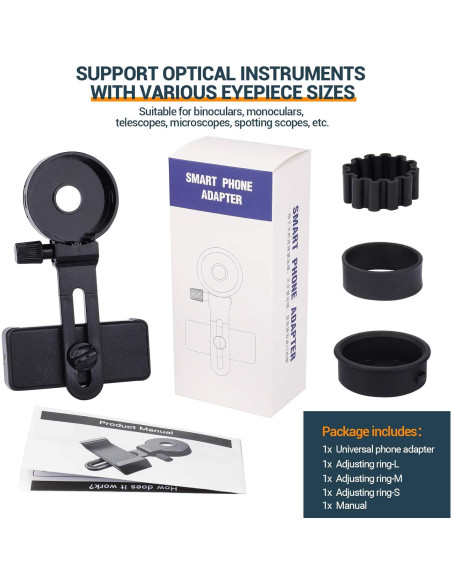 Adaptador de Telescopio para Teléfono LAKWAR LK-19 Ajustable