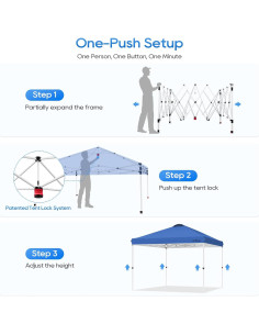 Carpa Plegable LuckIn 3x3m Resistente UV 150D Azul 2