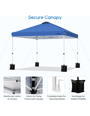 Carpa Plegable LuckIn 3x3m Resistente UV 150D Azul