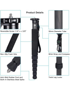 Monopie SIRUI AM-326M de Fibra de Carbono 6 Secciones 10kg 2