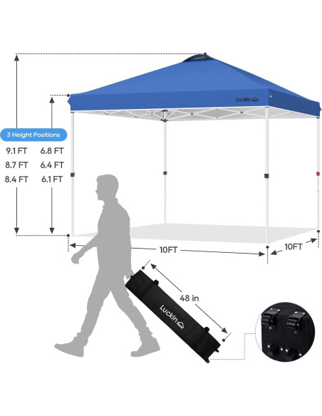 Carpa Plegable LuckIn 3x3m Resistente UV 150D Azul Carpa Plegable LuckIn 3x3m Resistente UV 150D Azul