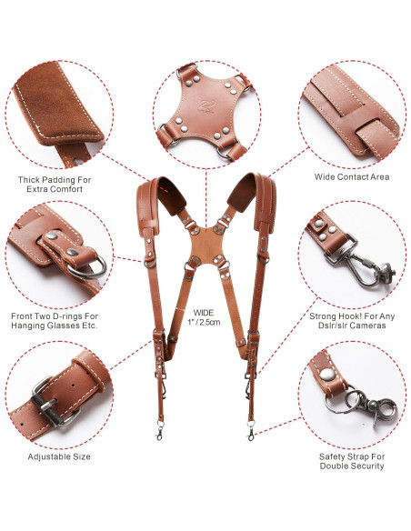 Arnés de cámara dual Padwa Lifestyle cuero marrón 20 kg