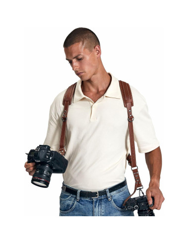 Arnés de cámara dual Padwa Lifestyle cuero marrón 20 kg