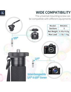 Monopie profesional INNOREL RM285C fibra de carbono 10kg 165cm 2