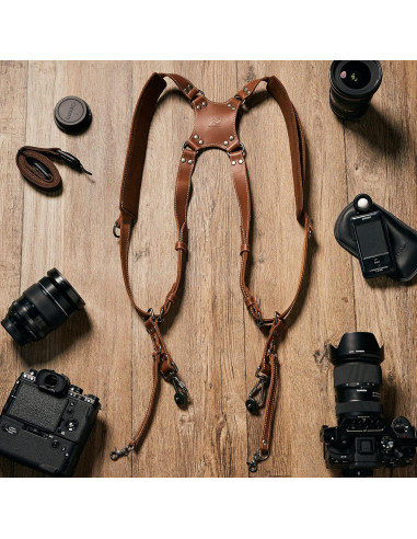 Arnés de cámara dual Padwa Lifestyle cuero marrón 20 kg