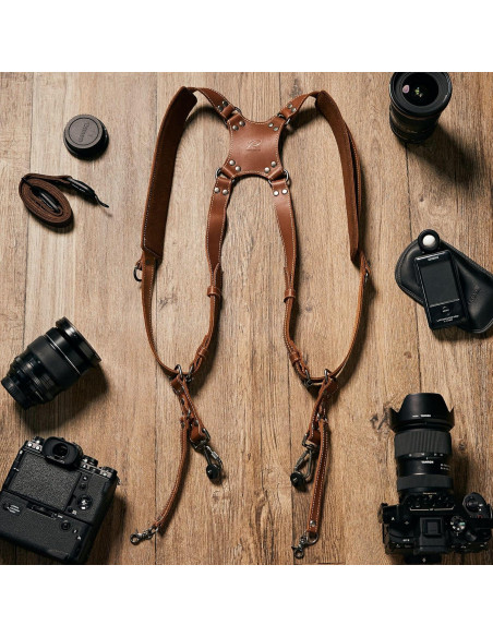 Arnés de cámara dual Padwa Lifestyle cuero marrón 20 kg