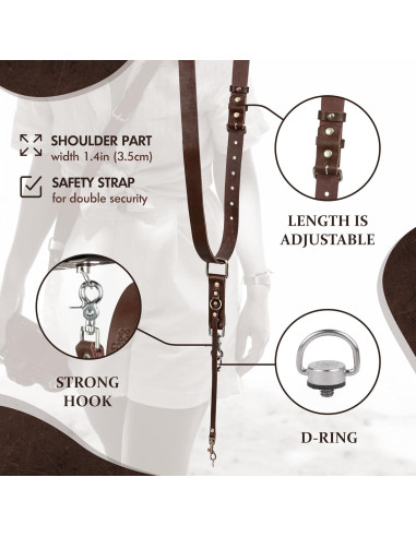 Correa de cámara de cuero C Coiro marrón ajustable para DSLR