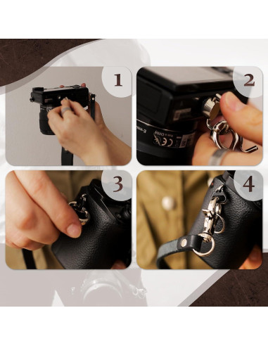 Correa de cámara de cuero C Coiro marrón ajustable para DSLR