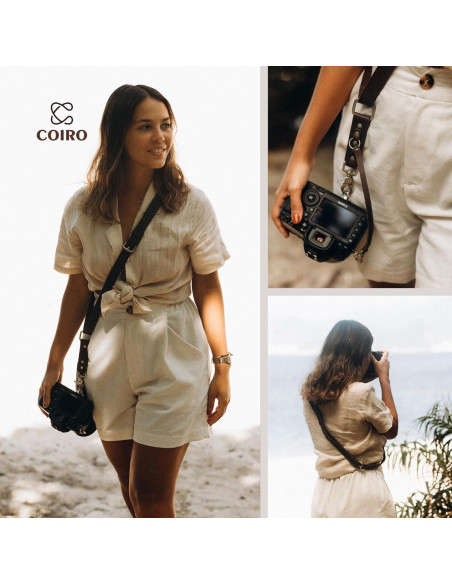 Correa de cámara de cuero C Coiro marrón ajustable para DSLR