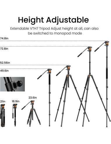 Trípode de Video Profesional Victiv 183 cm Aluminio DSLR