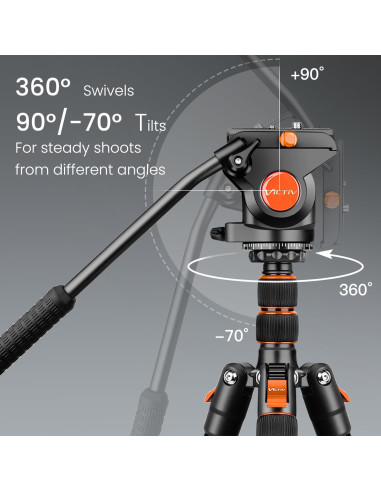 Trípode de Video Profesional Victiv 183 cm Aluminio DSLR
