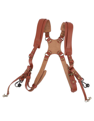 Arnés Doble Cámara Jerliflyer de Cuero Ajustable Marrón
