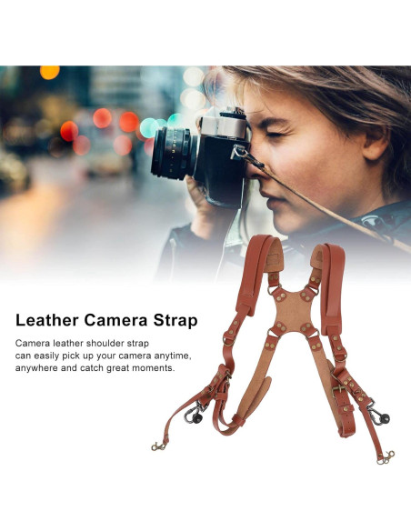 Arnés Doble Cámara Jerliflyer de Cuero Ajustable Marrón