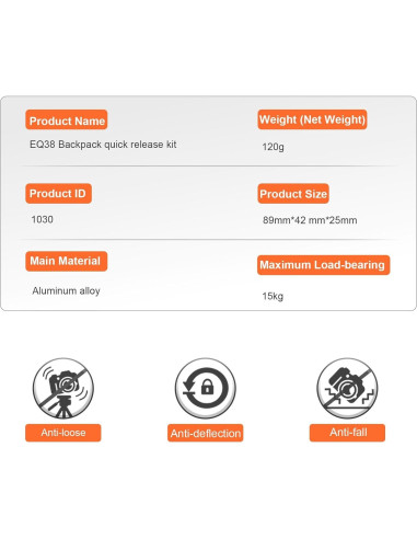 Clip de Mochila para Cámara EQ38 - Anticaída y Antideslizante