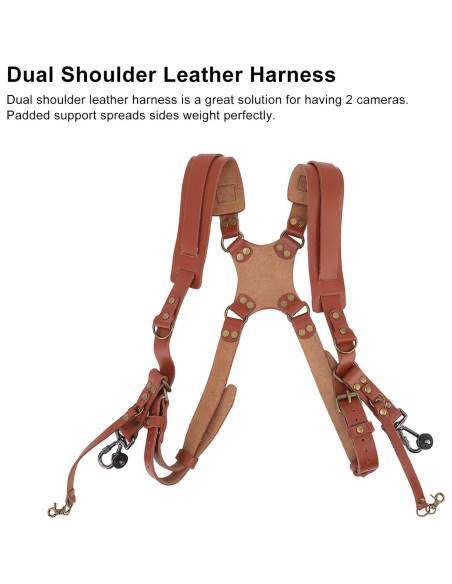 Arnés Doble Cámara Jerliflyer de Cuero Ajustable Marrón
