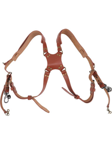 Arnés Doble Cámara Jerliflyer de Cuero Ajustable Marrón