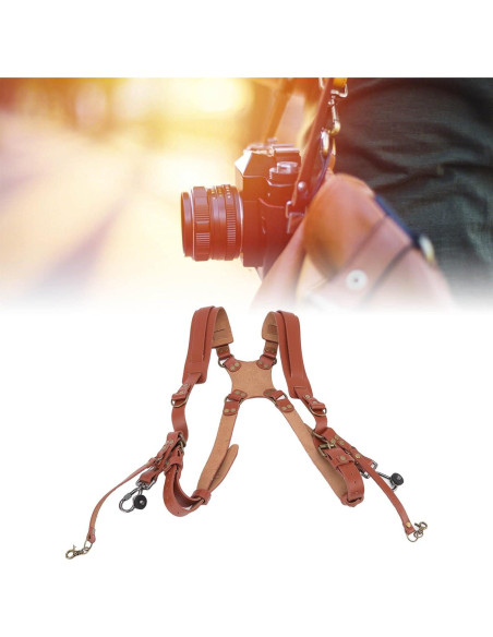 Arnés Doble Cámara Jerliflyer de Cuero Ajustable Marrón