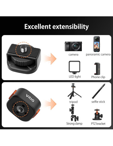 Adaptador de Montaje Rápido Magnético VRIG 1/4" para Cámaras