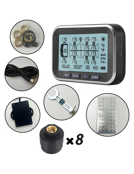 Monitoreo de Presión de Neumáticos Tyona TM6 8 Sensores