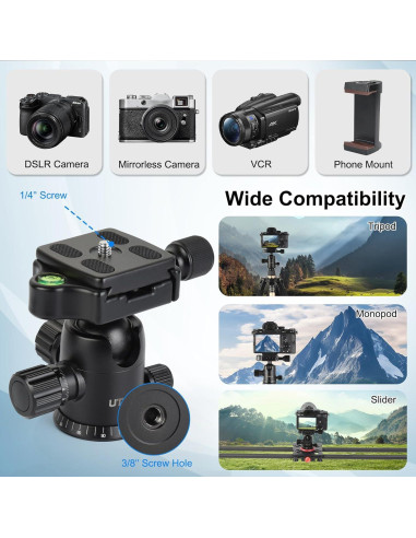 Cabezal de Bola UTEBIT 40mm con Placa de Liberación Rápida