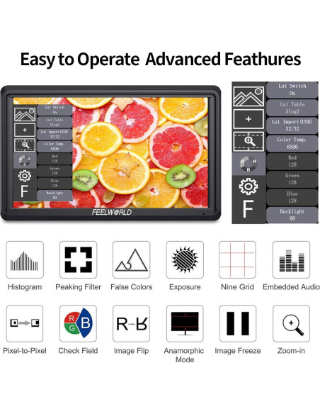 Monitor de Campo FEELWORLD S55 V3 6" FHD HDMI 4K con Batería