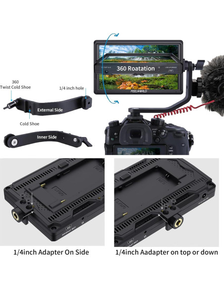 Monitor de Campo FEELWORLD S55 V3 6" FHD HDMI 4K con Batería