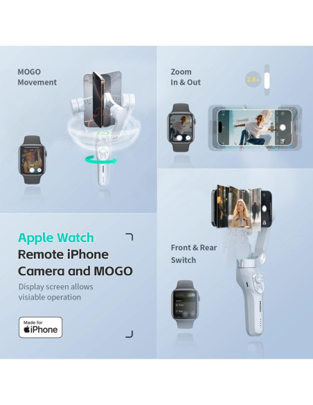 Estabilizador de Cardán MOGO para iPhone 16 Pro Max - Seguimiento 360