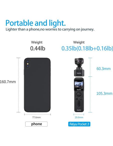 Gimbal Feiyu Pocket 3 con Mango Remoto y Cámara 4K