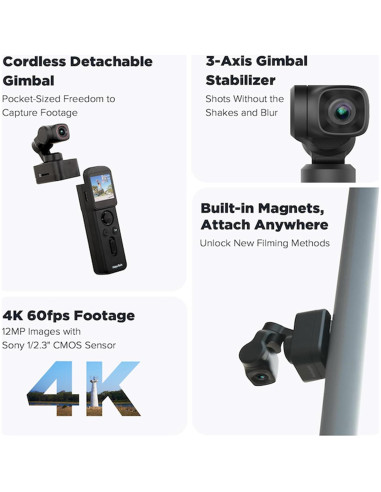 Gimbal Feiyu Pocket 3 con Mango Remoto y Cámara 4K