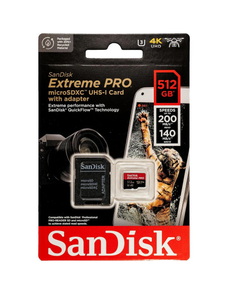 SanDisk 512GB microSD Extreme PRO con Adaptador y Lector