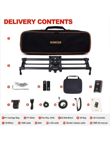 Slider Motorizado KONOVA P1 de Carbono 60cm para Timelapse