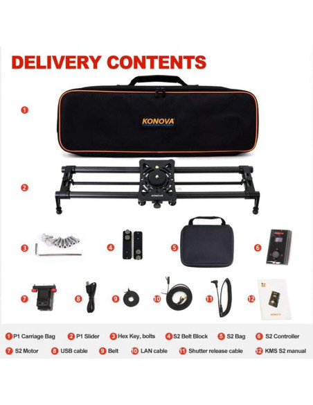Slider Motorizado KONOVA P1 de Carbono 60cm para Timelapse