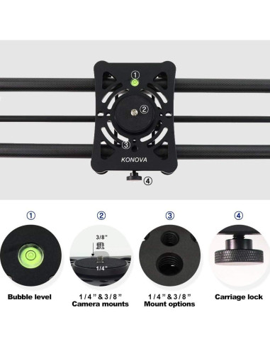 Slider Motorizado KONOVA P1 de Carbono 60cm para Timelapse