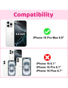 Funda billetera rosa para iPhone 16 Pro Max con espejo y soporte 2