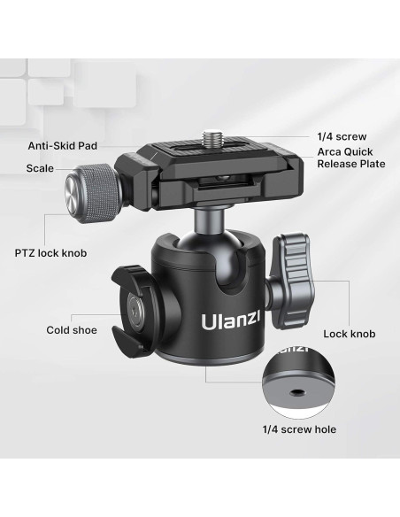 Cabezal de Bola ULANZI U-80L para Trípode - Rotación 360
