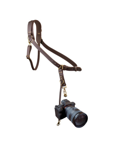 Arnés de cámara de cuero 4J LEDR ajustable para DSLR